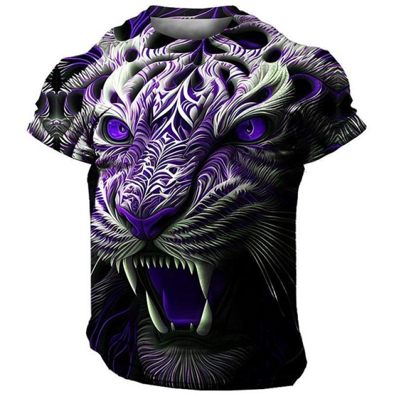 Мужские футболки с 3D-принтом Harajuku Tiger, уличная одежда в стиле хип-хоп, панк, модный пуловер с круглым вырезом и короткими рукавами, футболка большого размера