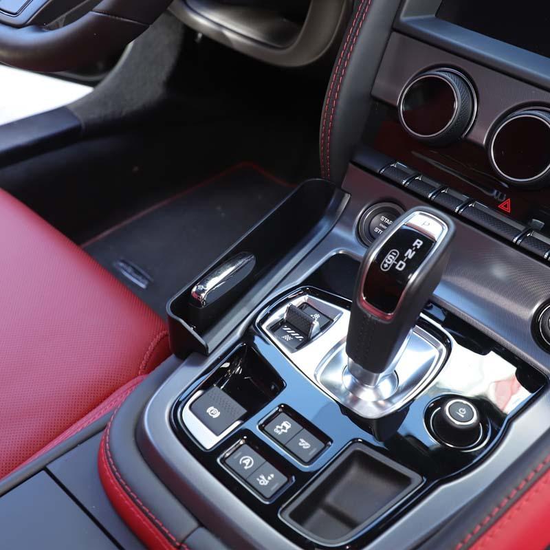 Для Jaguar F-TYPE 2013-2024 ABS Черный Боковой Контейнер для Хранения Центральной Консоли Многофункциональный Лоток для Мобильного Телефона Автомобильные Аксессуары