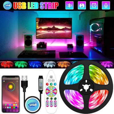 APP 5050 RGB Bluetooth Led Bar Light 1M-30M DC 5V USB Led Bar TV Подсветка Украшение комнаты Светодиодная лента Диод Гибкая неоновая лампа для спальни