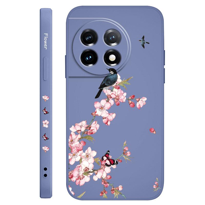 Peach Butterfly Phone Case For Oneplus 13 13R 12 12R 11 11R 10 10R 10T 9R 9RT 9 8T 8 7 7T Pro 5G Liquid Silicone Cover