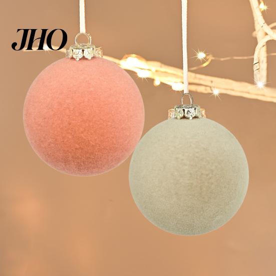 Luxurious Christmas Tree Ornaments 12 Pcs Velvet Ball 2.4 Inches Flocked Shatterproof Plastic High-quality Balls Xmas Hanging Decorations for Holiday