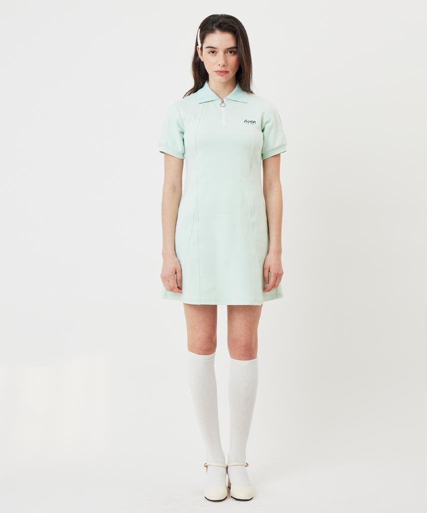 A Ben Mint Short Sleeve Collared Dress