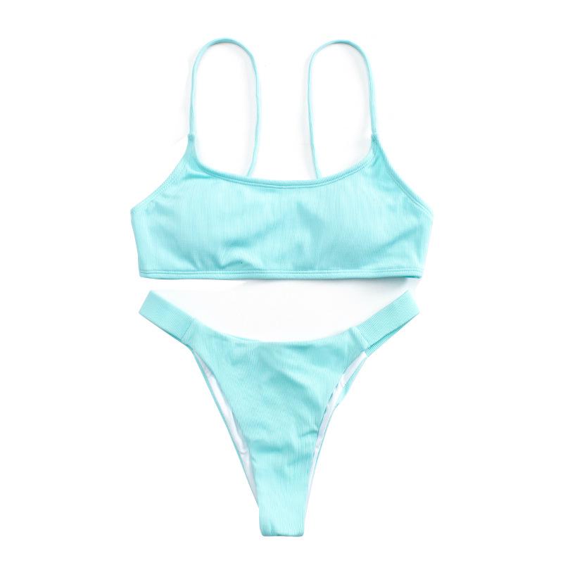 Новое европейское и американское женское сексуальное однотонное раздельное бикини