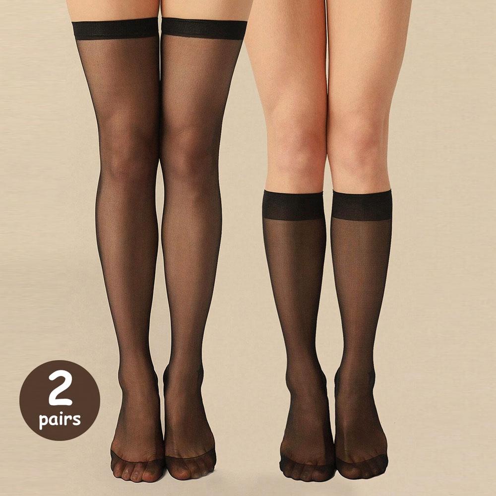 2 пары женских чулок, черно-белые кружевные чулки, теплые, удобные, дышащие, носки для икр, женские, универсальные, нейлоновые, гольфы JK