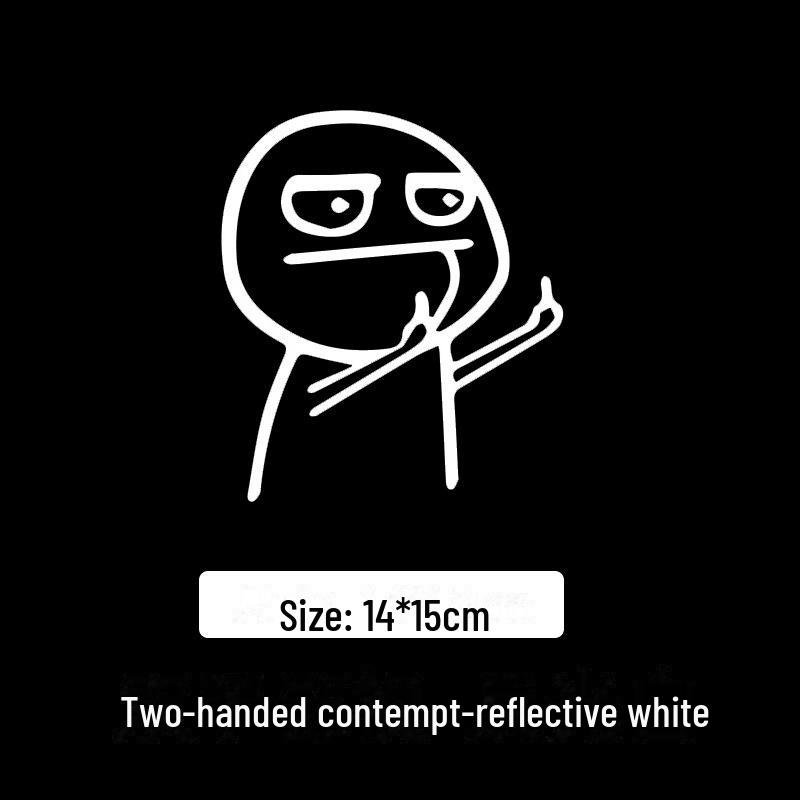 Funny Middle Finger Cartoon Car Stickers: Reflective Body Decals with Contempt and Personality