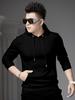 European Style 2025 New Hooded Sweatshirt for Men, Long-Sleeve Autumn Thin Jacket, Trendy Brand Versatile Solid Color Casual Hoodie for Men