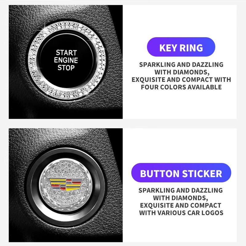 Car Start Switch Button Auto Decorative Diamond Stickers For Cadillac Escalade CTS ATS SRX XT4 XT5 XT6 STS XTS SLR CT4 CT5 CT6