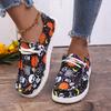 Fashion Women's Pumpkin Flat Shoes Retro Lace Up Sport Walking Shoes Slip On Casual Comfort Sneakers Lightweight Outdoor Halloween Shoes