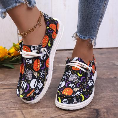 Модные женские туфли Pumpkin Flat Shoes Retro на шнуровке для спорта, ходьбы, кроссовки Slip on Casual Comfort, легкие, для улицы, для Хэллоуина