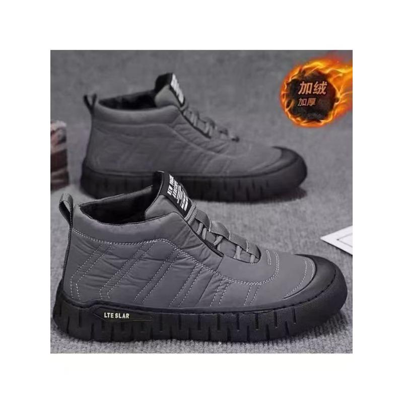 Высокие бархатные мужские туфли зима новые для улицы досуга теплые хлопковые кожаные туфли водонепроницаемые и морозостойкие рабочие средства защиты труда зимние ботинки