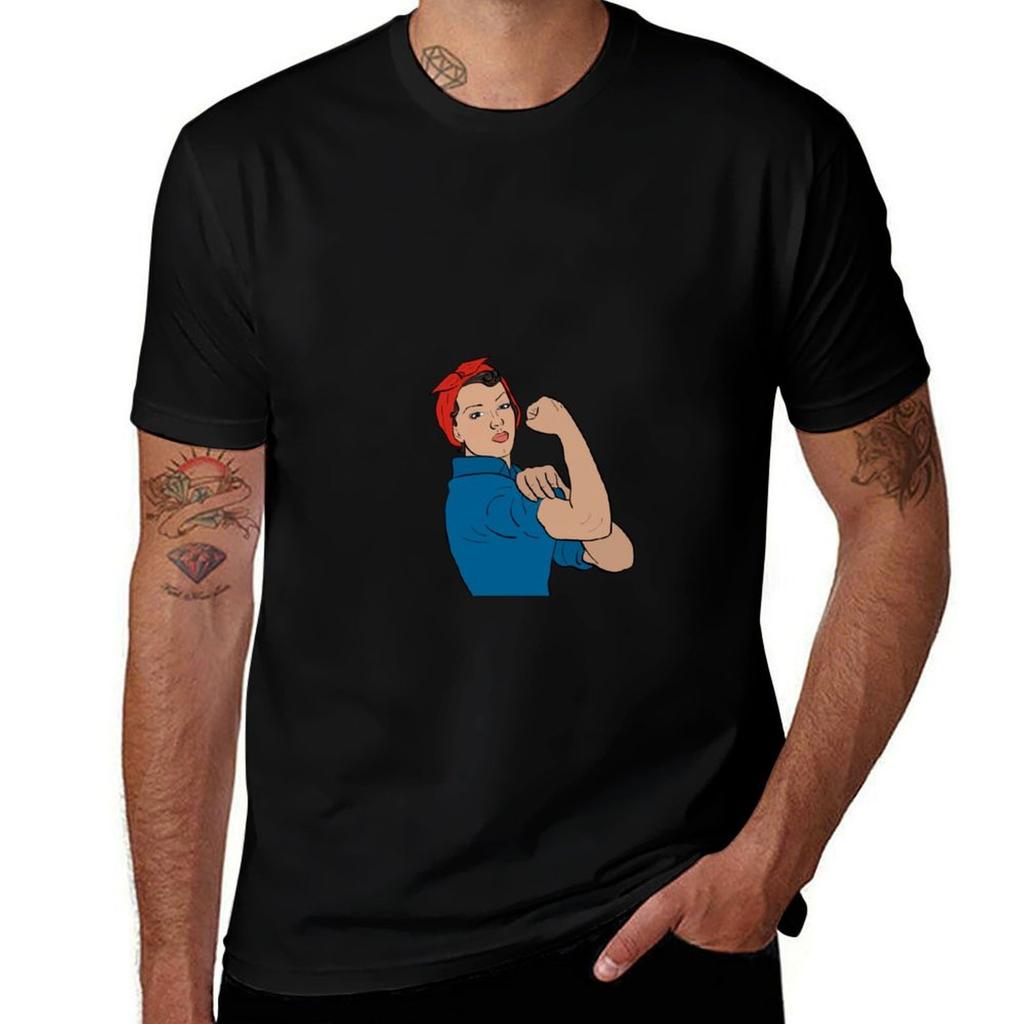 Rosie The Riveter TShirt Basic Short Sleeve Cotton Blend TShirt