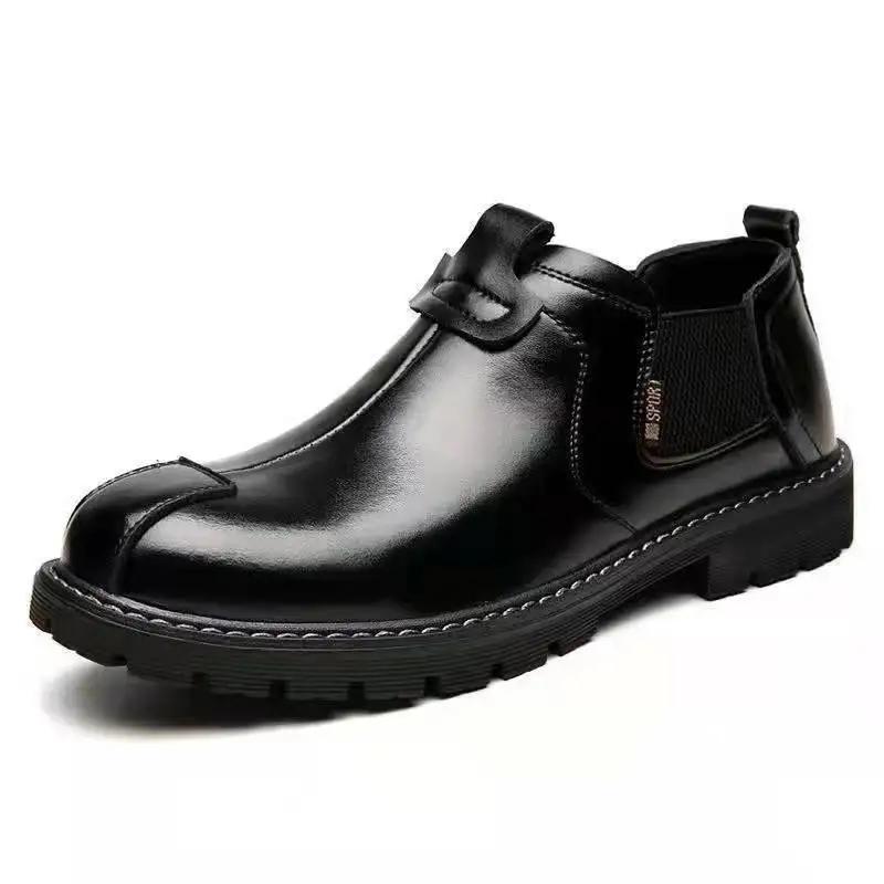 Fashion Men's High-top Leather Shoes Winter Fashion Retro Tooling Boots Casual Leather Boots Comfortable Wear-resistant Motorcycle Boots