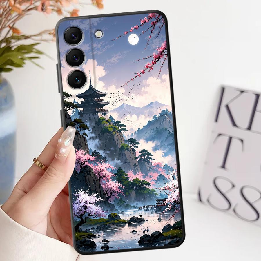 Чернильная Арт-печать Японский Пейзаж Гора Чехол для Samsung Galaxy A73 A51 A32 A22 A24 A55 A41 A53 A35 A23 A25 A71 A52 A36 A26
