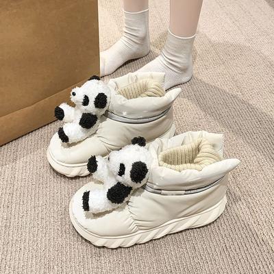 Милые мультяшные теплые женские хлопковые туфли зима новая мода бархатные утолщенные нескользящие толстоподошвенные зимние сапоги женские