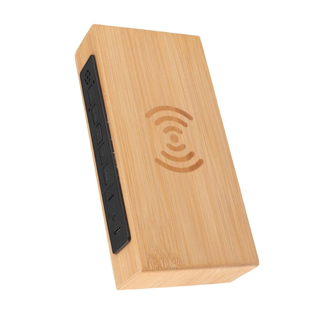 Wooden Digital Alarm Clock Wireless Charging Multifunction Fashionable Exquisite Bamboo LED Clock