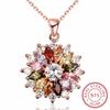 Luxury Brand Fashion Jewelry Crystal Mona Lisa Colored Zircon Pendant Round Flower Moon Round Necklace