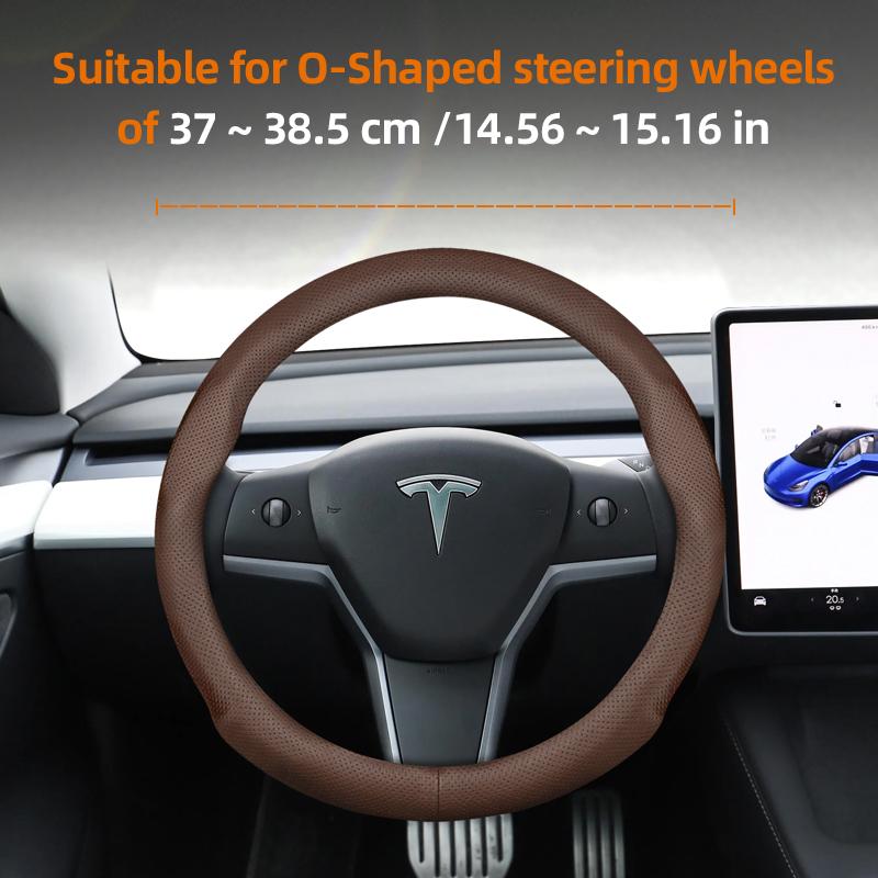 Suitable for Tesla Ultra-Thin Breathable Leather Steering Wheel Cover Suitable for Model 3 Y X S 2024