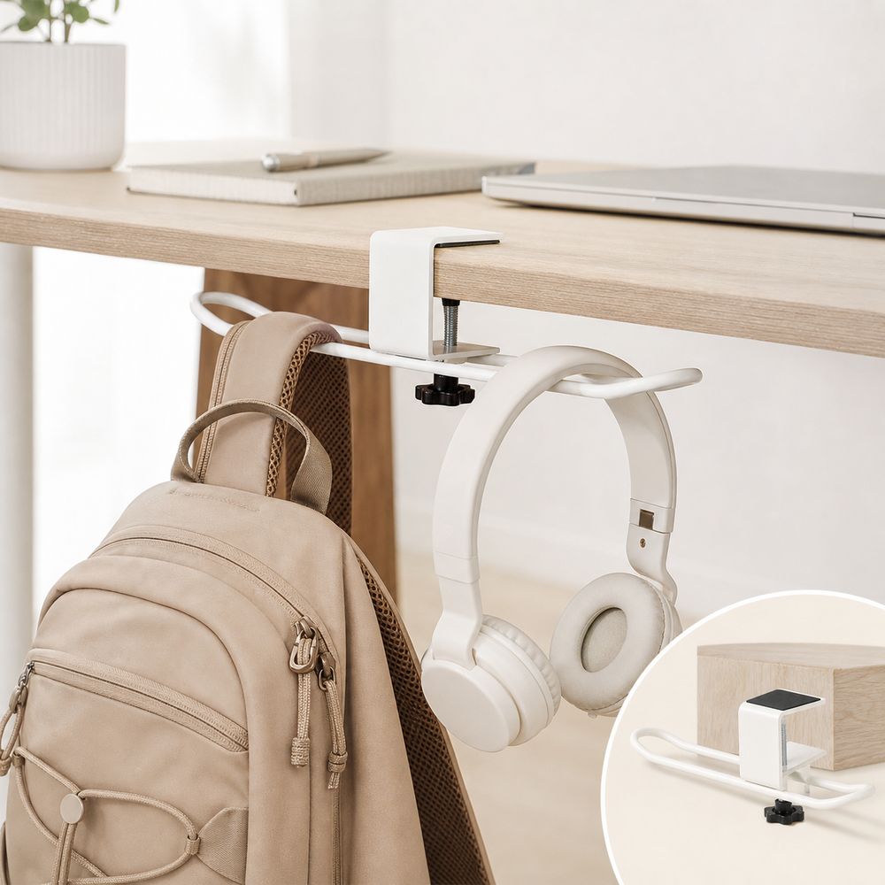 Clamp On Desk Side Hook Adjustable Table Backpack Holder New Desk Mounted Hook Home Office