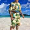 Summer Man Tracksuit Set Men's Sports Suit Shirt 3D Printed Beach Wind O-neck Athletic Sets 2-piece Sportswear Suit For Men