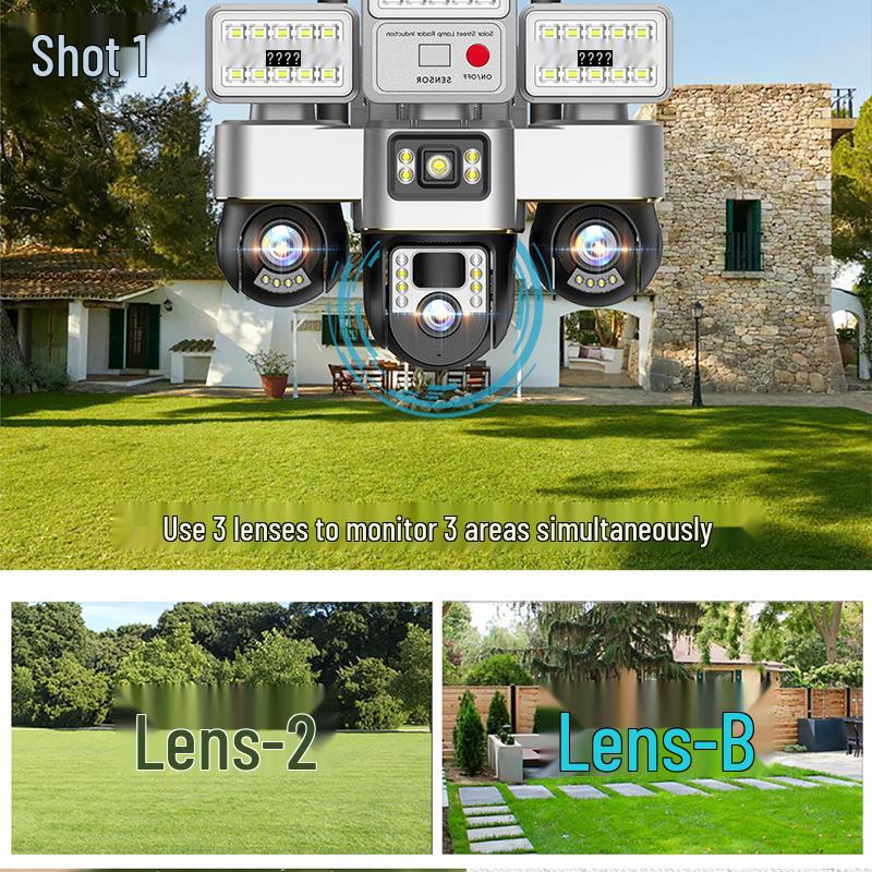 P30 V380 Solar 4G Wireless Camera: Three-Lens, Three-Screen, Low Power Consumption Yard Monitor.
