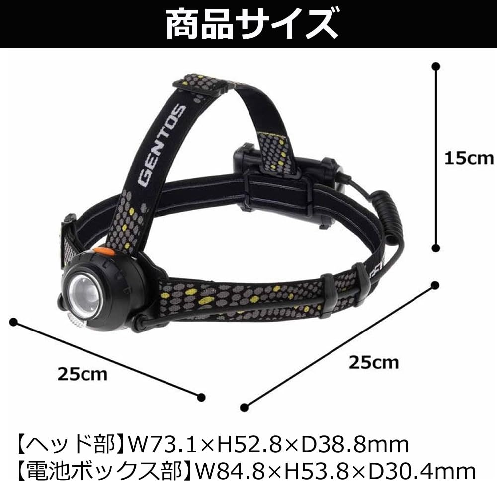 Gentos LED Headlamp, 50-360 Lumens, Battery-Powered, KDHL-2109