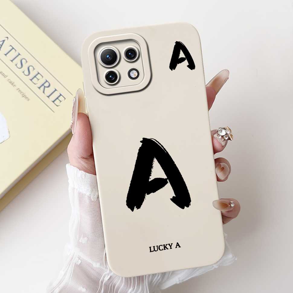 Чехол для Xiaomi Mi 11 Lite 4G 11Lite 5G M2101K9AG Милые Белые Буквы A-Z Мягкий Силиконовый Чехол Для Xiaomi Mi 11 Youth 6.55" Корпус