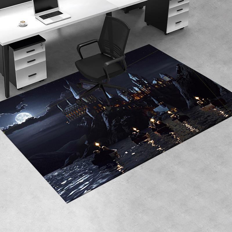 Hogwarts Castle Night Scene Poster Office Mat Home Decor Office Desk Chair Rugs Chair Carpet for office Chair Mat Gift For Halloween & Chris