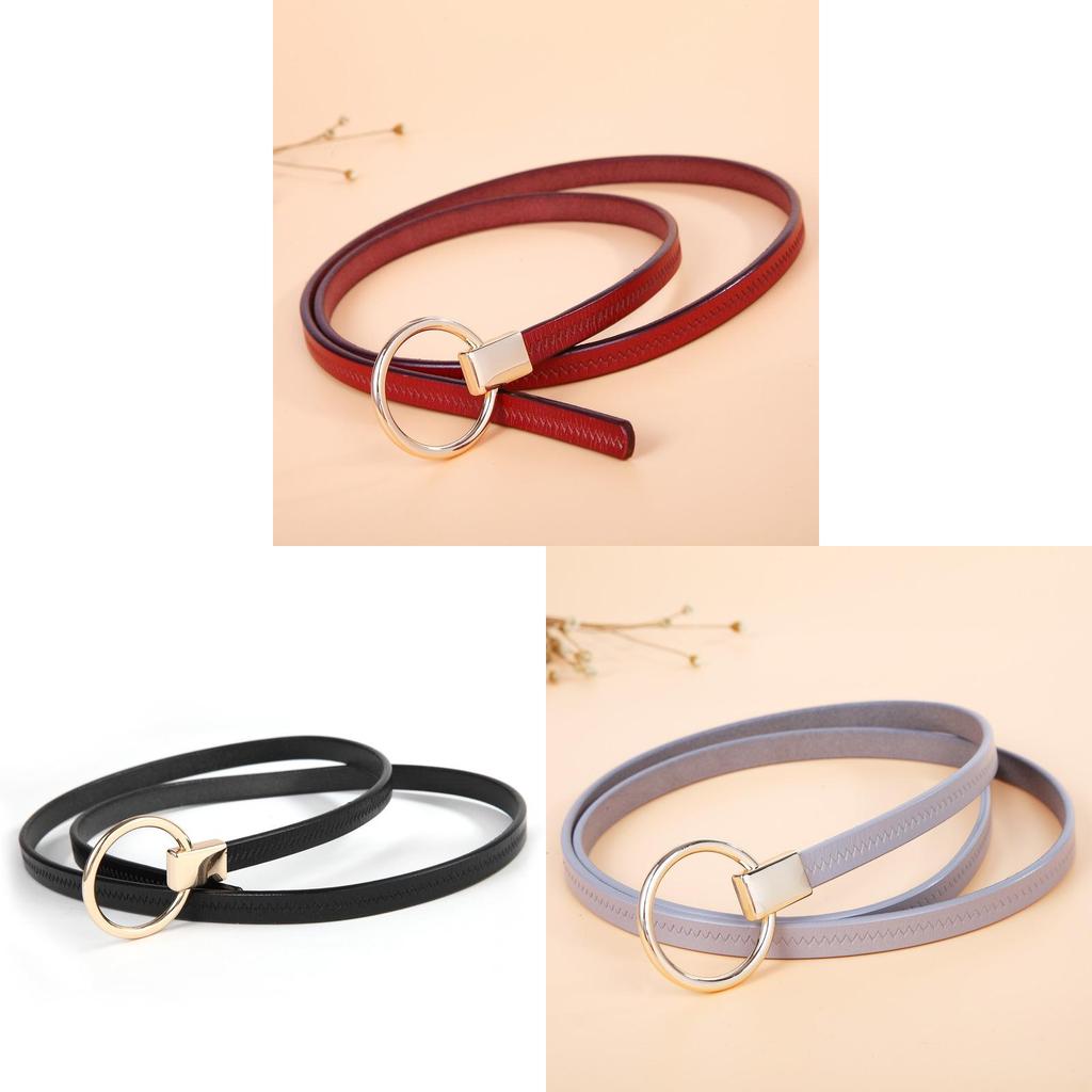 Minimalist Leather Belt For Women And Men With Alloy Square Buckle For Casual Or Formal Wear