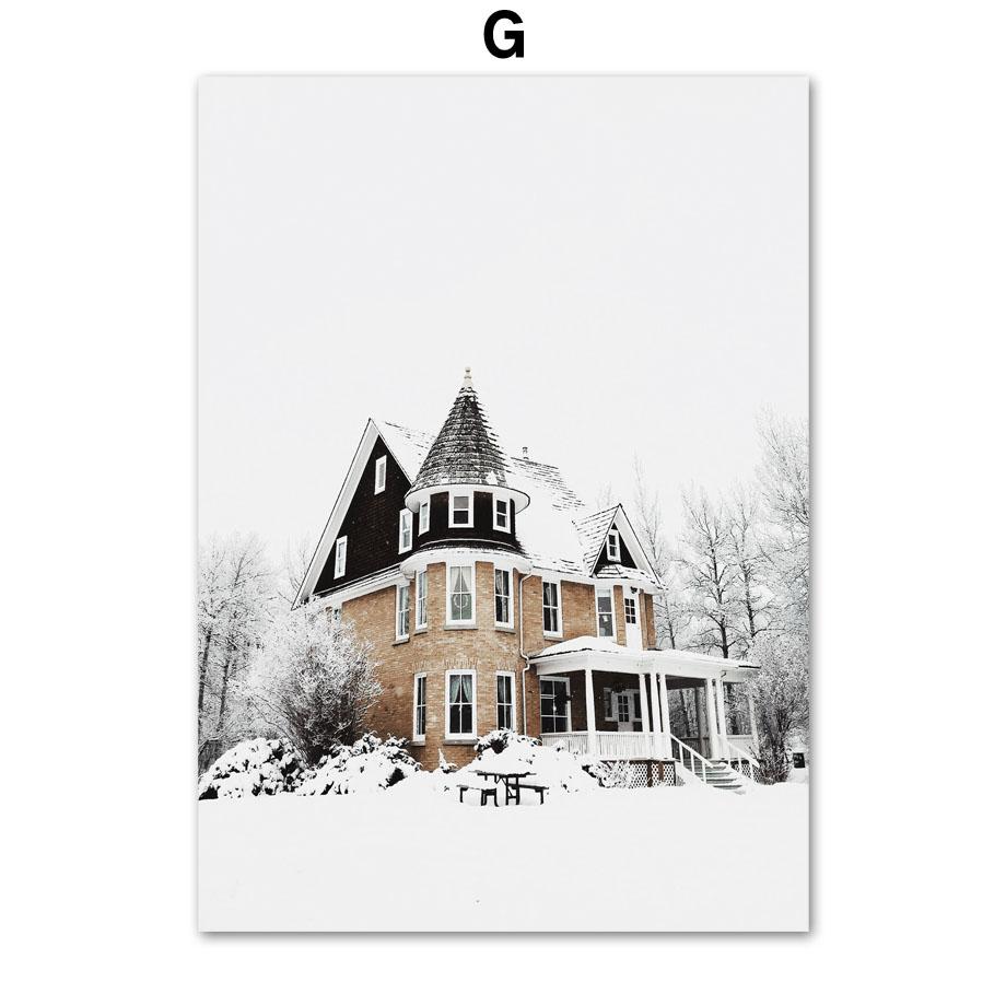 Wall Art Canvas Painting Winter Christmas Tree Deer Heart Pine Livign Room Decoration Posters And Prints Wall Pictures Home Club