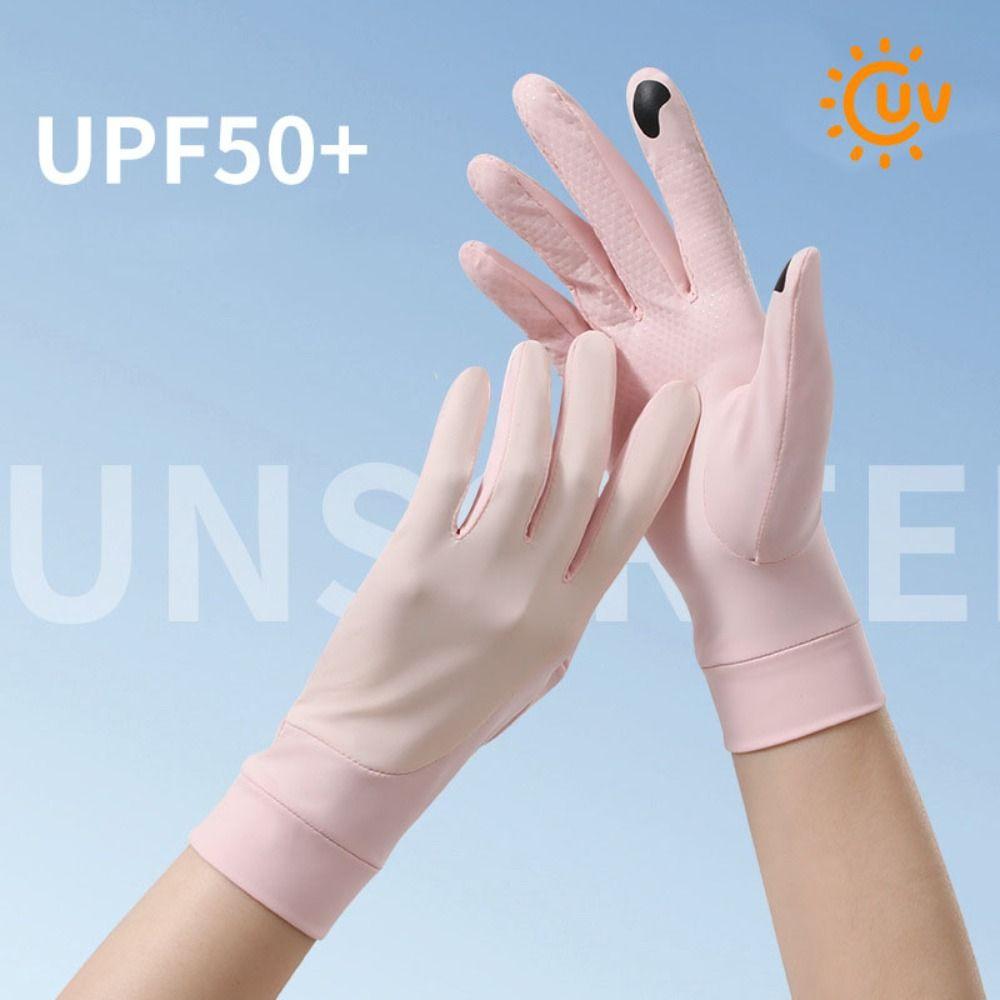 1 Pair Elastic Thin Sunscreen Gloves Ice Silk Cycling Driving Gloves Riding Driving