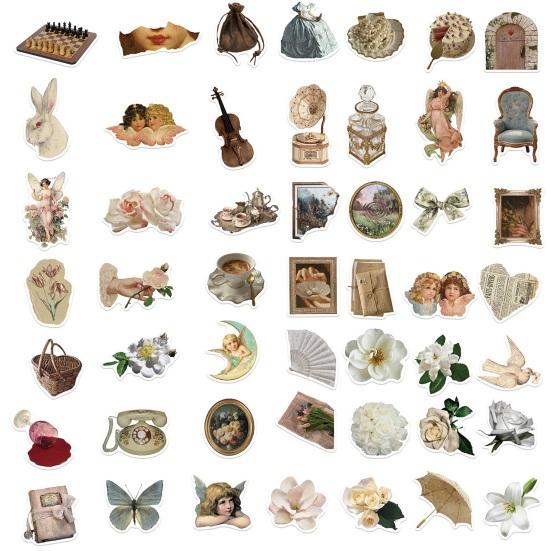 50 шт./компл. наклейки, винтажные граффити, сделай сам, водонепроницаемые, самоклеящиеся, отличная липкость, противоскользящие, съемные, разные узоры, прозрачный принт, гитара