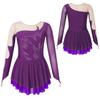 Kid Girls Shiny Figure Ice Skating Dress Long Sleeve Gymnastic Leotard Dress Roller Skater Ballet Dance Dress