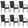 VidaXL Stackable Outdoor Chairs 6 Pcs Woven Resin Black