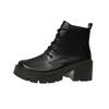 Women's Shoes 2024 High Quality Lace Up Women's Boots Autumn Winter Round Toe Solid Short Barrel Chunky Heels Fashion Boots