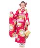 Kimono 7 Years Old Girl Full Set Date Knotted Folding Shiko Flyer 2 Waist Benihana Snow [KYOETSU] Shichi-Go-San (kimono, Collar, Undergarment, Obi,