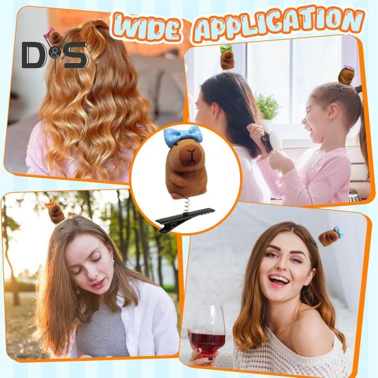 5 шт. детские заколки для волос в форме капибары, пружинный дизайн, пластиковые заколки для волос, набор, простые в использовании аксессуары для волос в виде животных