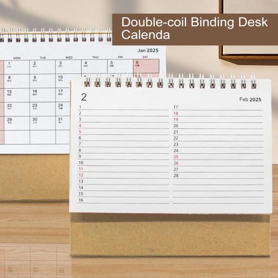 2025 Desk Calendar Small Stand Up Double-Coil Binding Monthly Calendar Daily Planner Event