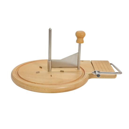 Cheese Curler Wheel Slicer Stainless Steel Cheese Shaver Cutter Hard Cheese Chocolate Beech Wood Base