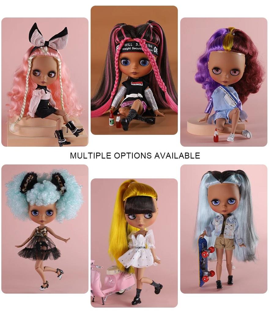 ICY DBS Blyth кукла шаровой шарнир, тело, разноцветные волосы, черная кожа, матовое лицо, телесная кукла и набор, кукла, игра-одевалка, подарок для девочки