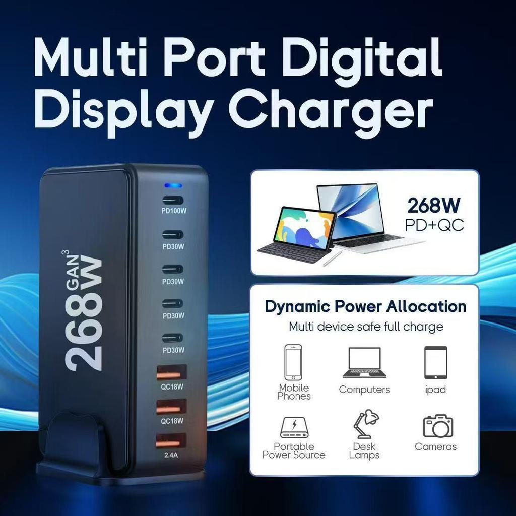 800W Multi-Port GaN PD Fast Travel Charger Adapter