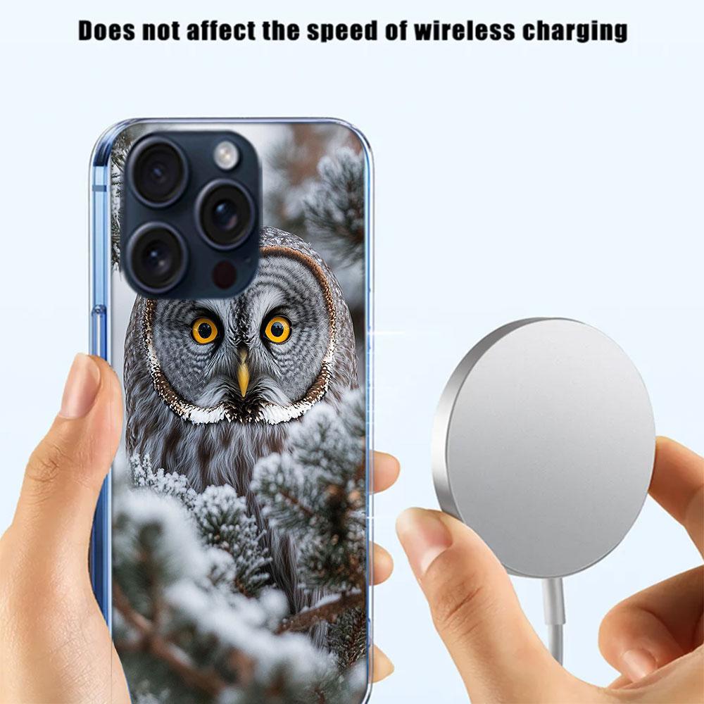 Owl in Winter Clear Phone Case For Iphone 17 Air 16 Pro Max 15 Pro 14 Plus 17E 16E 11 13 12 Mini Cover Cases Fundas Cell TPU Cap