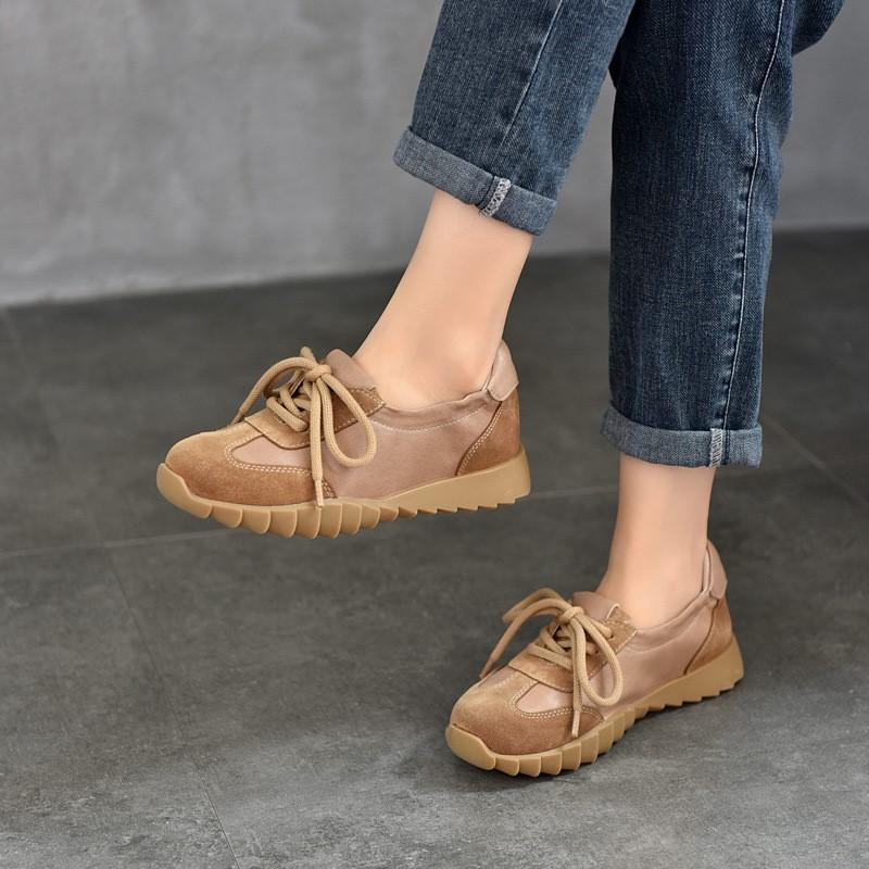 Johnature Высококачественная натуральная кожа на шнуровке повседневная обувь на мягкой подошве с круглым носком женские туфли на плоской подошве