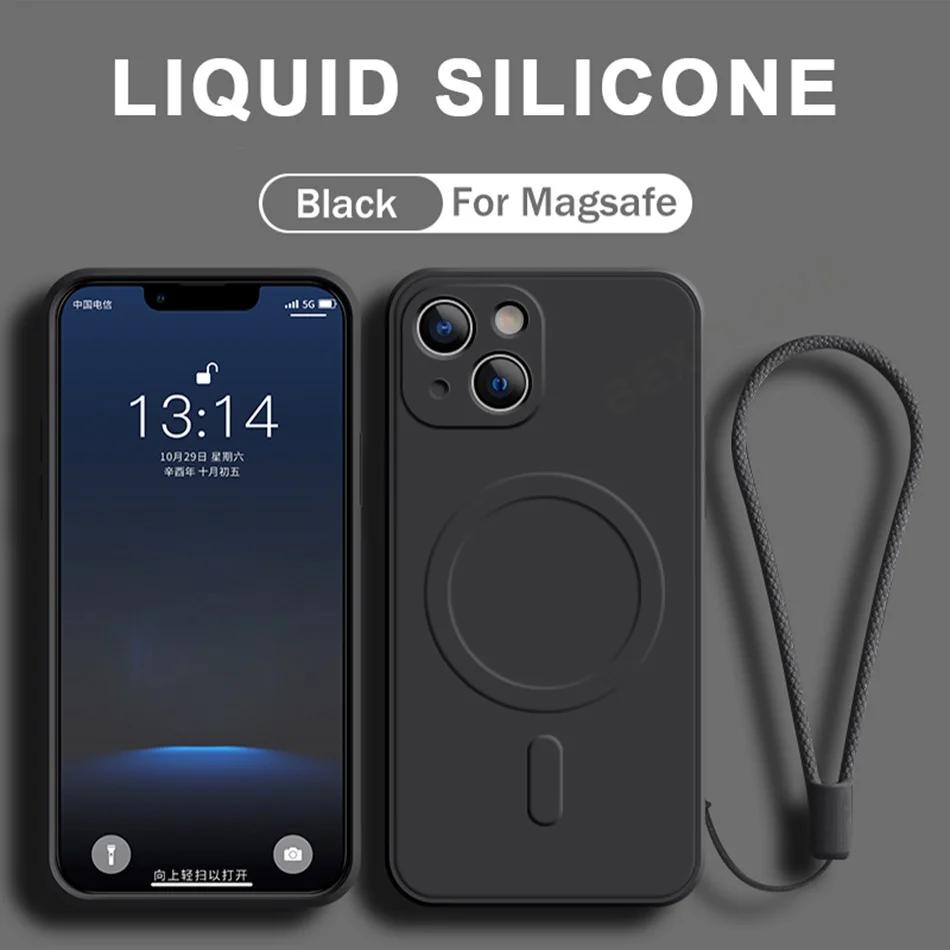 Официальный магнитный чехол для For Iphone 16 14 11 12 13 Mini 1 Pro Max 8 Plus X XR XS MAX Телефон Мягкий Защитный Чехол с ремешком