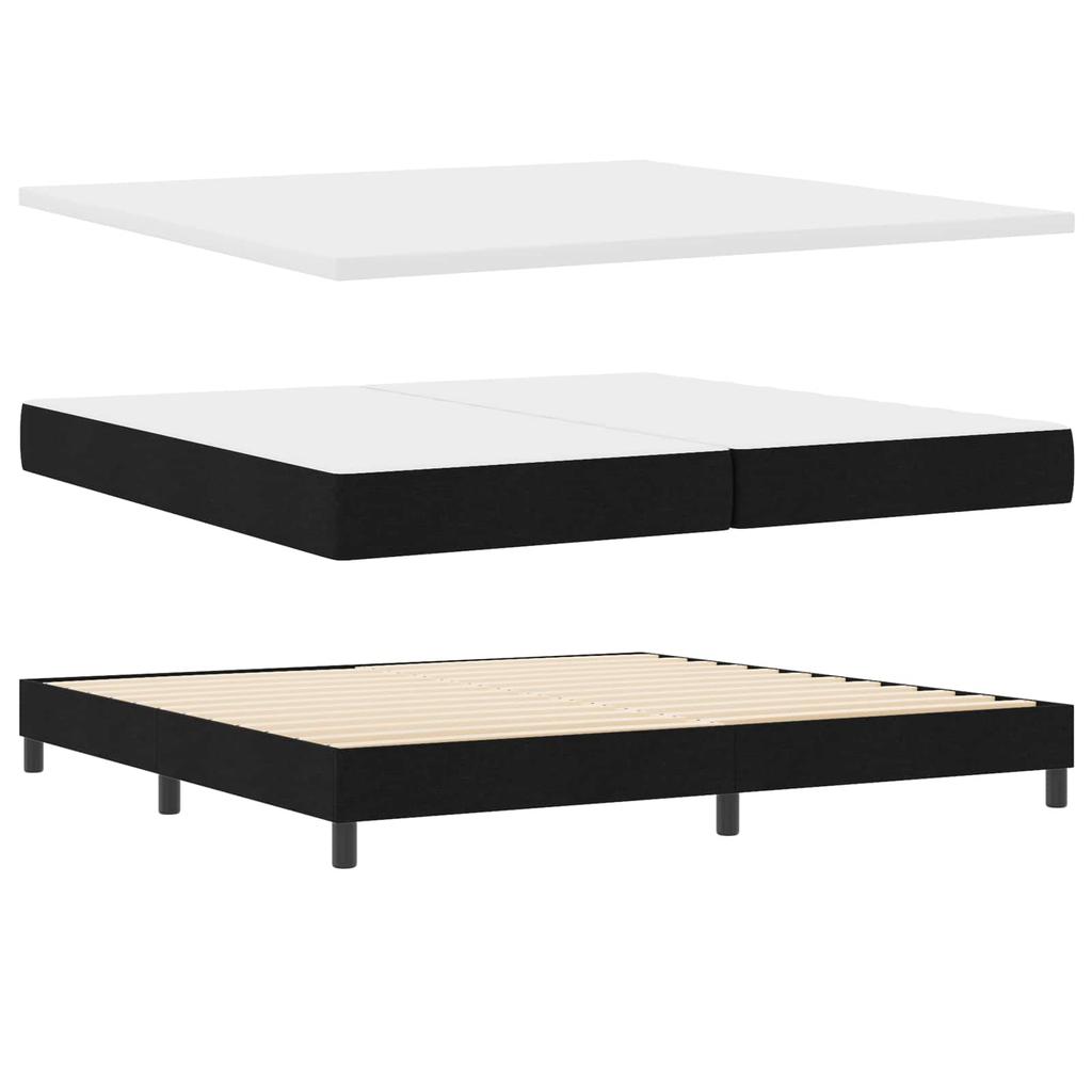 Box Spring Bed with Headboard Black 200 x 200 cm Fabric