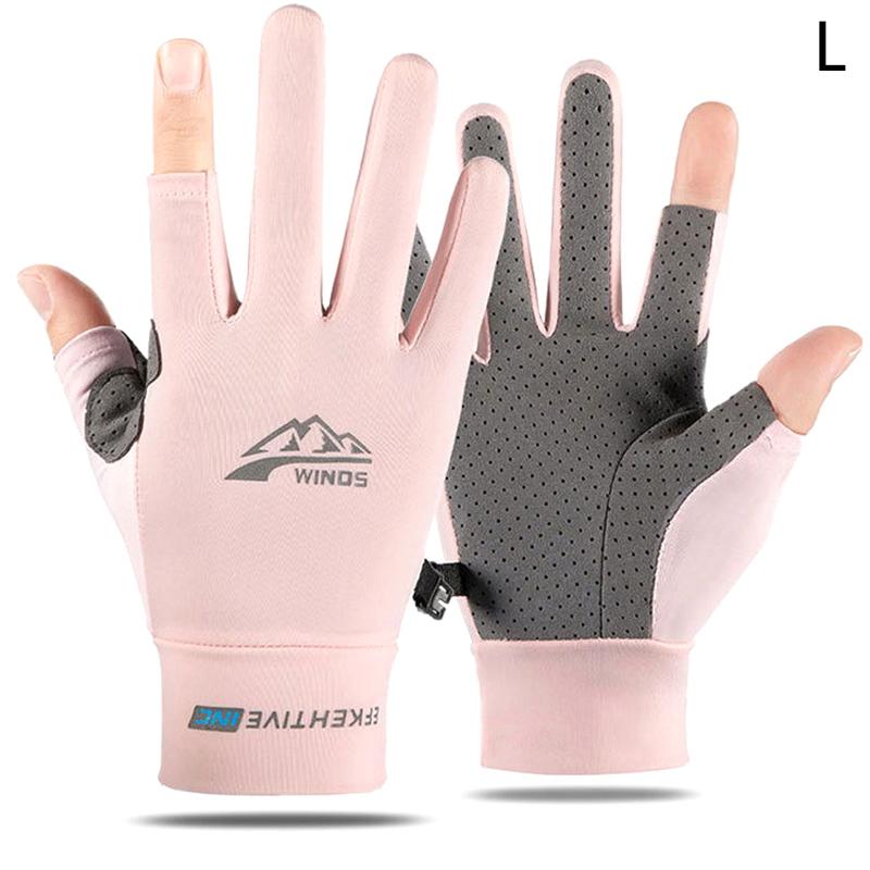 Летние солнцезащитные перчатки женские тонкие ледяные шелковые анти-ультрафиолетовые росы пальцы сенсорный экран вождение езда нескользящие дышащие перчатки