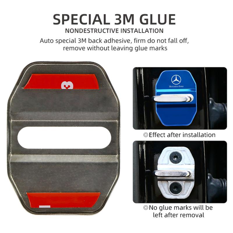 AXX2   4pcs For Mercedes Benz MB AMG E300 W203 W204 W108 W126 W168 W169 W176 W177 W205 W212 W213 Car Buckle Door Lock Cover styling