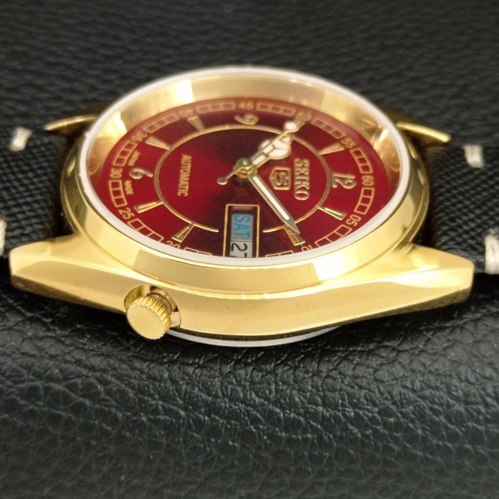 JAPAN VINTAGE REFURBISHED SEIKO 5 AUTOMATIC 7009A MENS RED DIAL WATCH a446736-1