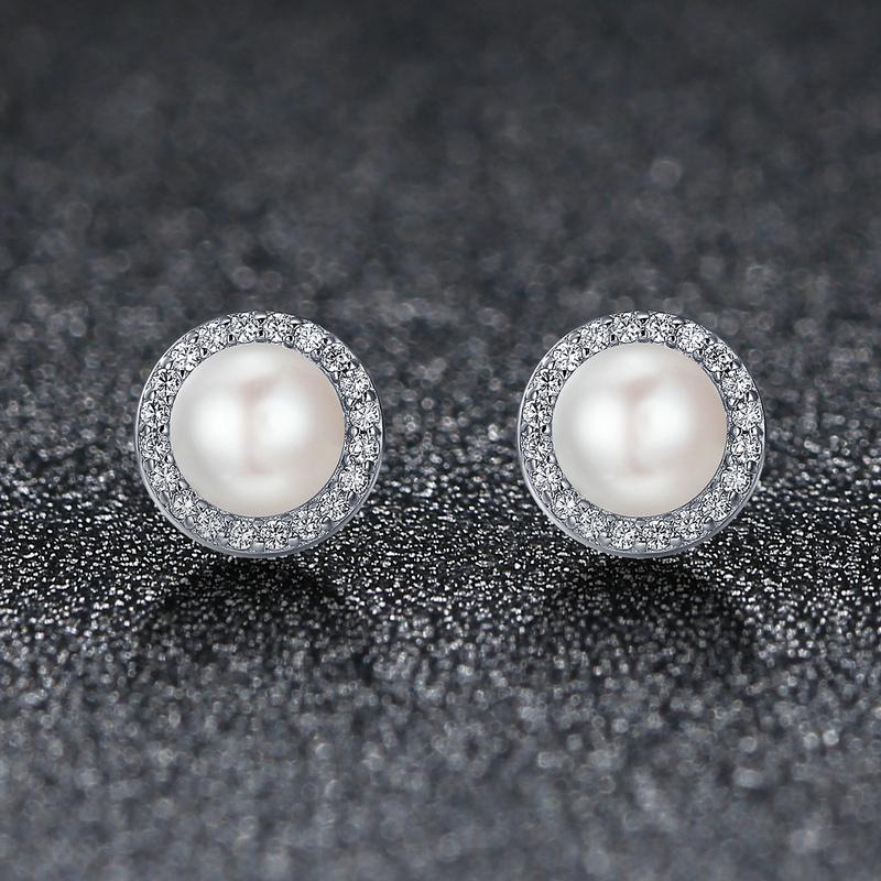 Серьги-гвоздики BAMOER из стерлингового серебра с речной жемчужиной