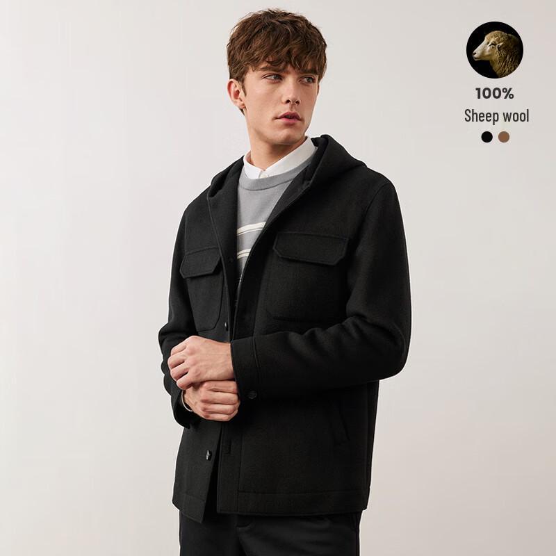 Navigare Men's Winter Hooded Wool Coat