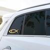 Автомобильные наклейки Рыбообразный значок 3D Металлическая текстура Автонаклейка с прочным клеем Водонепроницаемая Защищенная от солнца для кузова автомобиля Бампера Окна